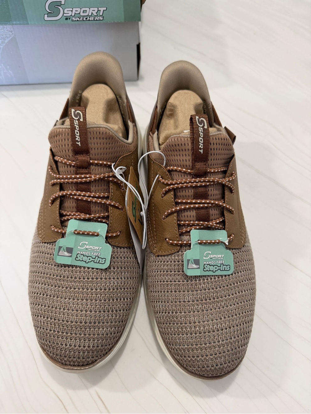 Skechers S Sport Men’s Taupe/Brown Knit Slip-On Sneakers